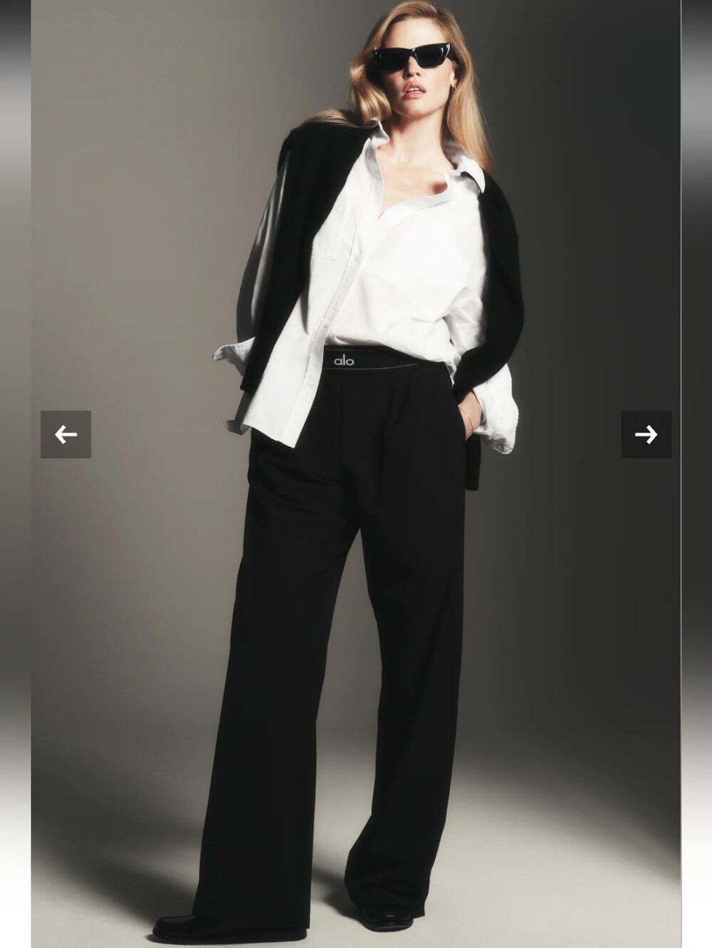 ALO Yoga Black High-Rise Wide-Leg Trousers